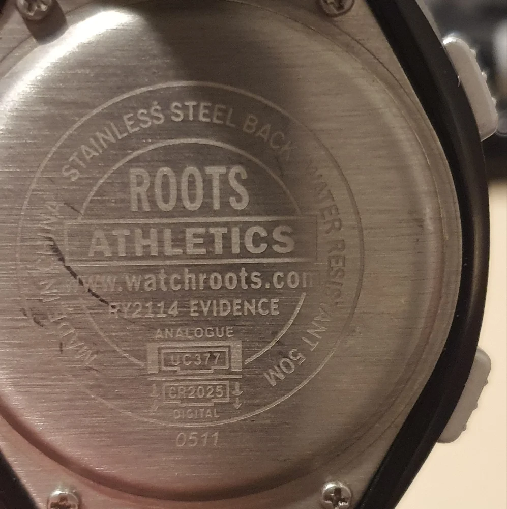 10/$20 Vtg Roots Evidence Silver/Black Ani-Digital Alarm Chrono Men's Watch Head